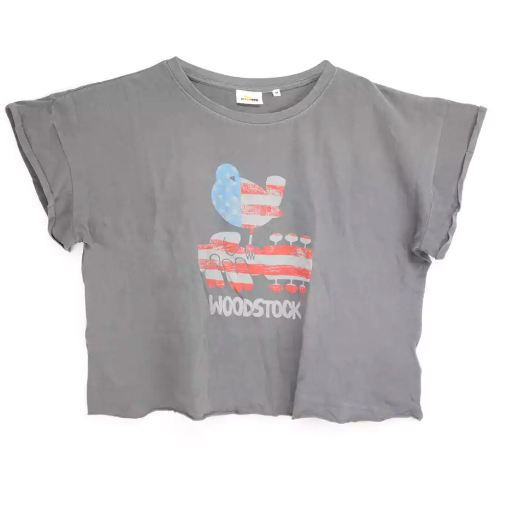 NWT Woodstock Stars & Stripes Logo Boxy Crop Top